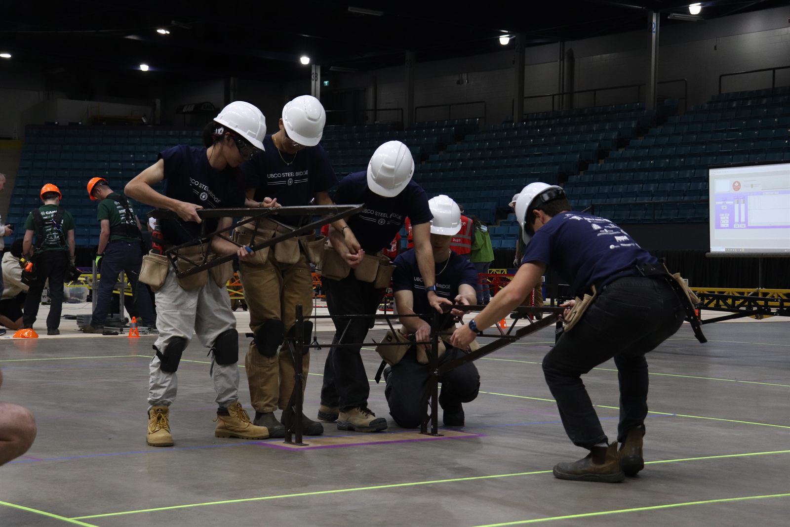 The team building on the competition floor