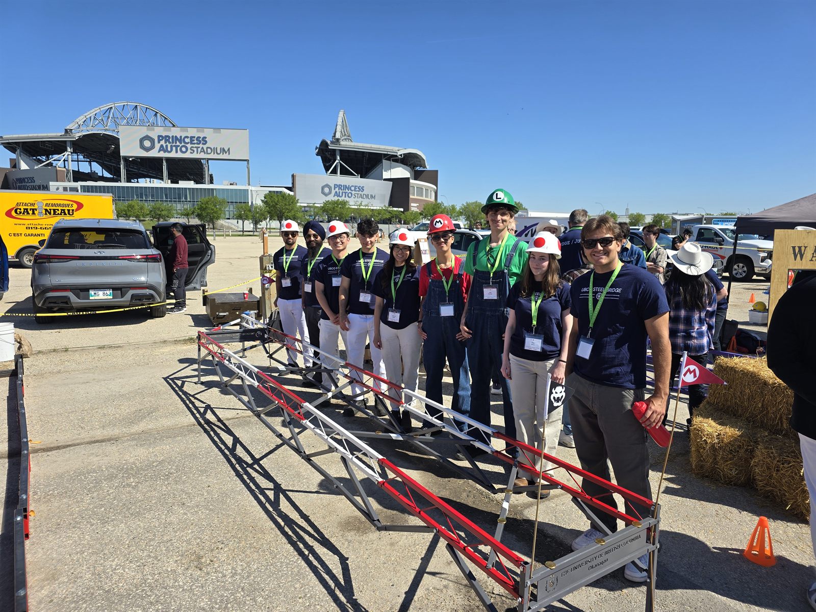 The UBCO Steel Bridge team with their first bridge